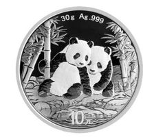 China 100 Stück Panda 10 Yuan Silber Orig verp  30 gr
