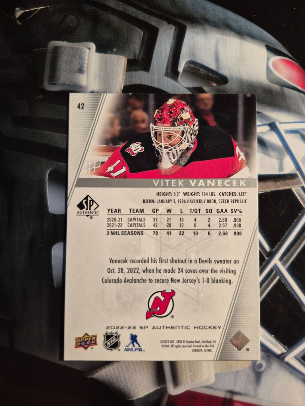 NHL Carte collezionabili: NHL Vitek Vanecek New Jersey Devils – Usato da Treiten venduto da Sauber73 1