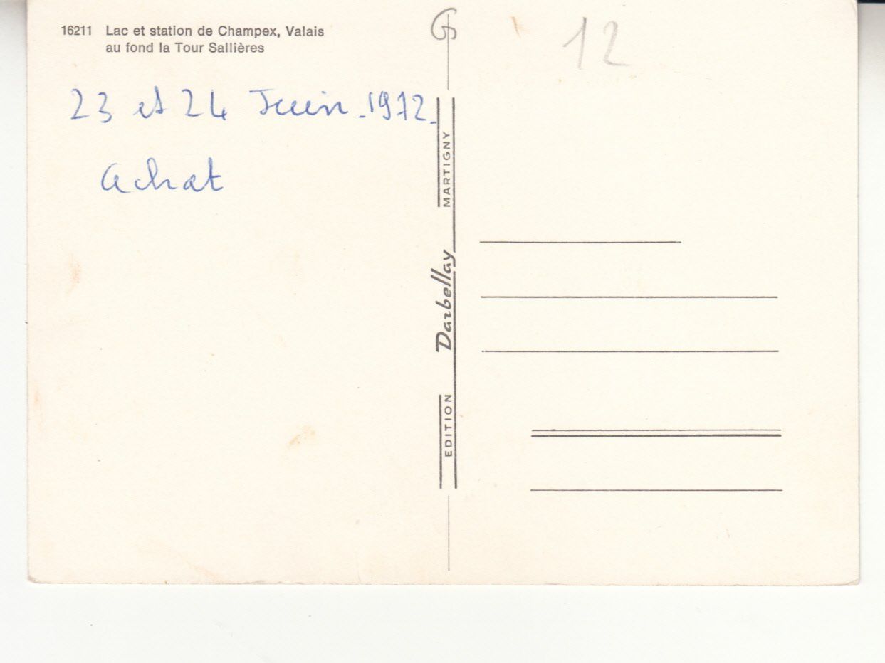 Cartes postales: Champex 1972 – D'occasion à Bürglen TG par StampGraf 1