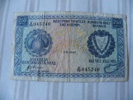 Zypern 250 Mils 1.6.1982, Banknote guter Zustand