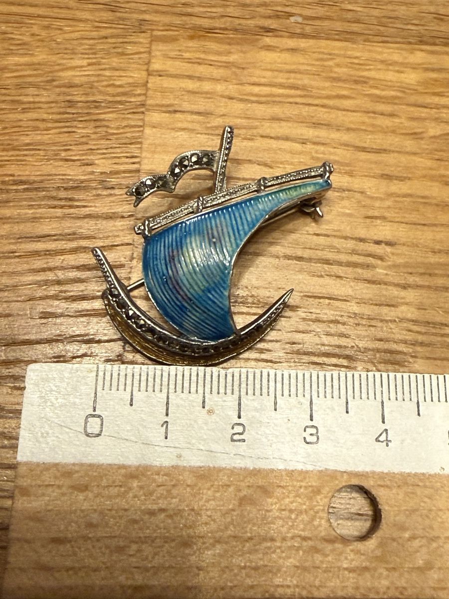 Spille & Fermagli: Vintage Silber Brosche Schiff Segelboot Punze – Usato da Goldach venduto da Messerguru 4