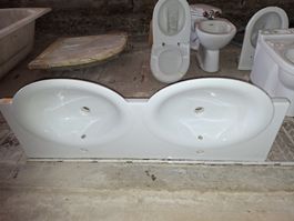 Doppelwaschbecken Keramik weiss