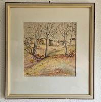 Aquarelle signée et datée 1952 Kunst Hug Solothurn Soleure