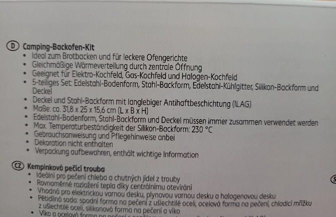 Teglie da forno: COUNTRY Side Camping-Backofen-Kit neu – Usato da Hochdorf venduto da Chg22 1
