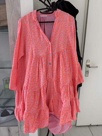 Ungetragenes Kleid rosa orange Leo Print Einheitsgrösse