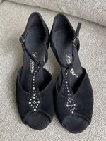 Diamant Leder Tanzschuhe Gr 6.5 (39.5) schwarz mit Steinchen