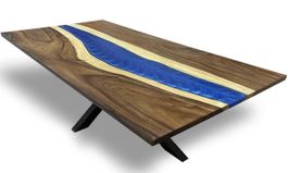 Tisch aus Suar-Holz und blauem Harz 183 cm Paradise