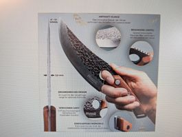 HUSK Messer mit Holzgriff, geschmiedeter Klinge, Lederetui