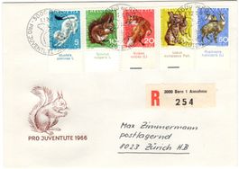 Pro Juventute Serie 1966 mit TAB (Lat) auf offiziellem FDC