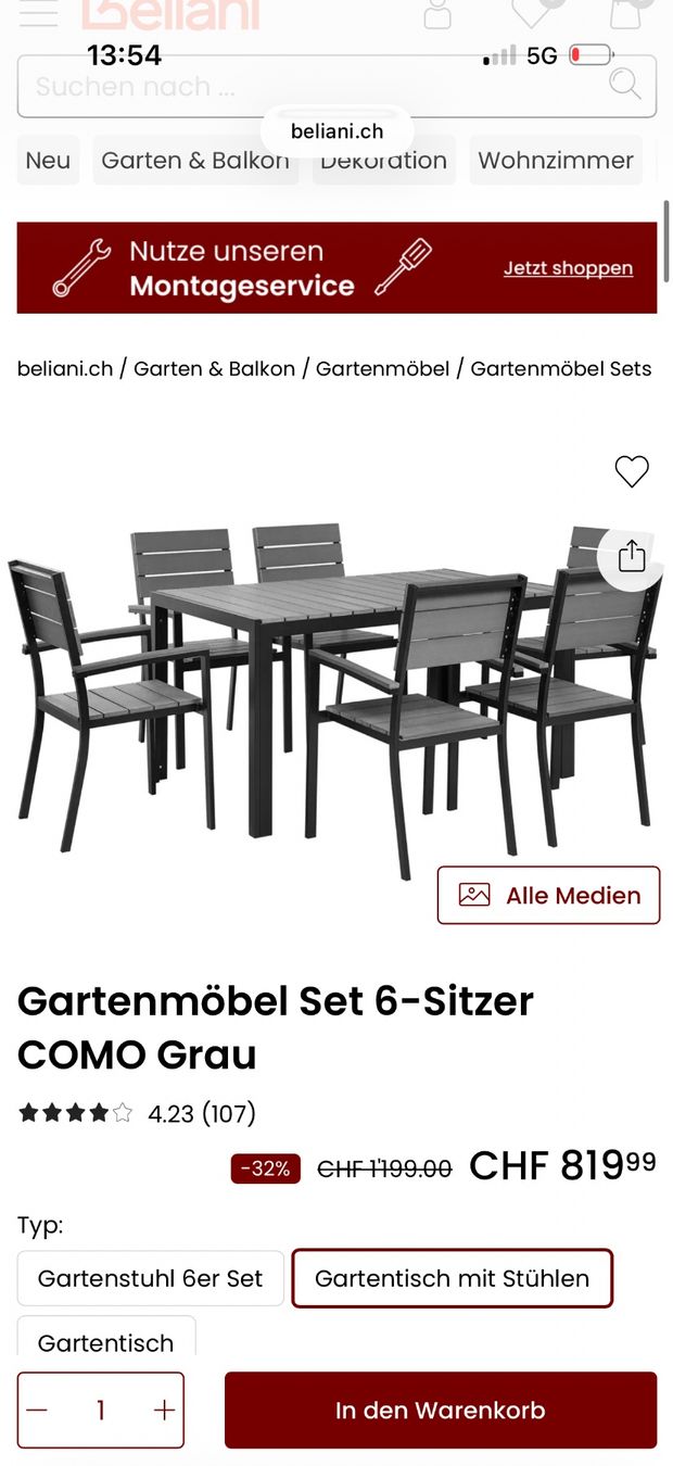 Set di tavolo e panche: Gartenmöbelset, Tisch und 6 Stühle – Usato da St. Gallen venduto da mirnes84 4
