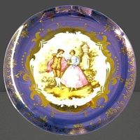 🍽️ Vintage Ohashi China Teller Gold Kobaltblau 1932 👑✨