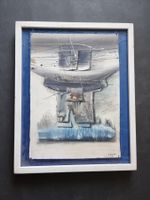 Bruno Cerf ORIGINAL COLLAGE SIGNIERT MIT ATELIERRAHMEN