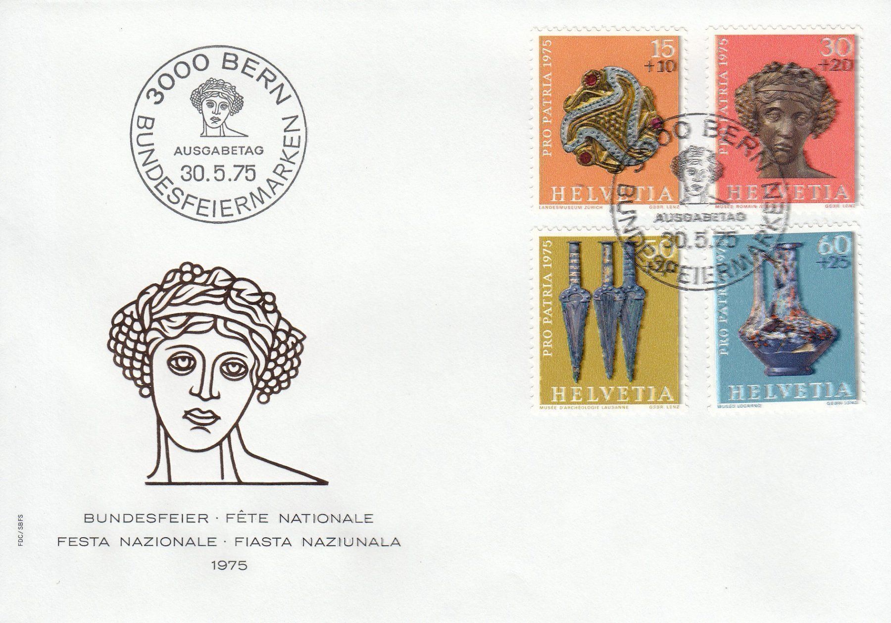 Tutti i francobolli: 1975 Pro Patria FDC Bundesfeier – Usato da Spreitenbach venduto da Mustang_1105