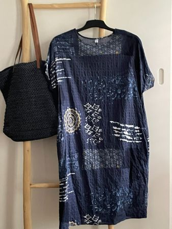 😎🏖️😎Robe d'été bleu imprimé L-XL, Neuf