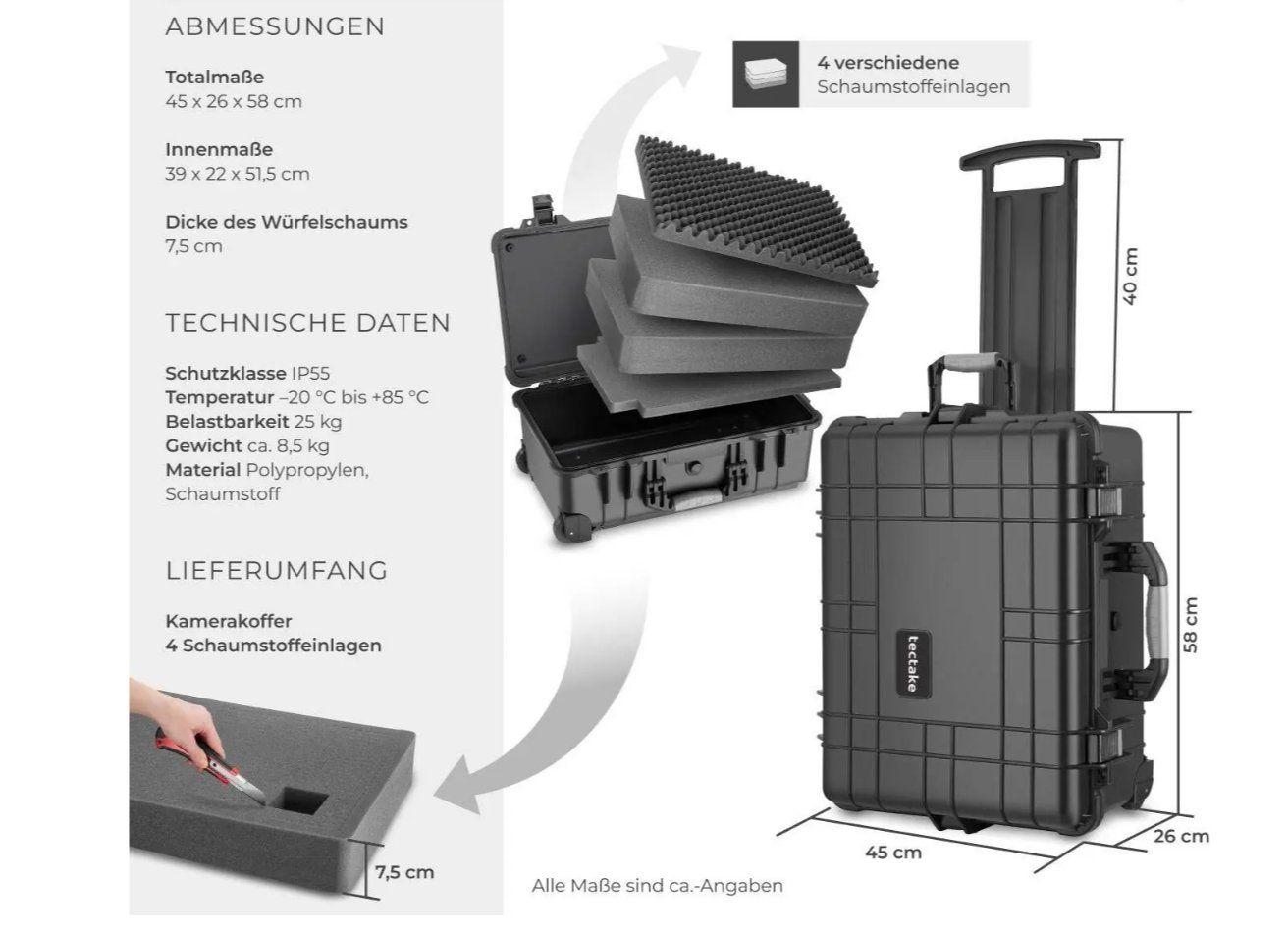 Valigie: Kamerakoffer 45 x 26 x 58 cm – Nuovo (secondo la descrizione) da Steinhausen venduto da Retourenprofis 1