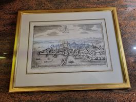 Antiker Kupferstich Rapperswil  um 1650 gerahmt TOP
