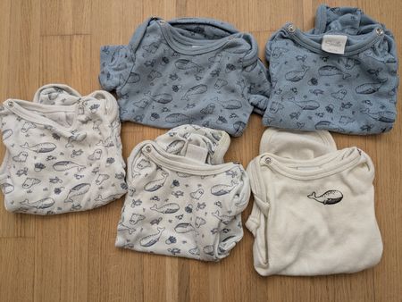 Newborn Short Sleeves Baby Bodysuits, Set of 5, Size 50/56,