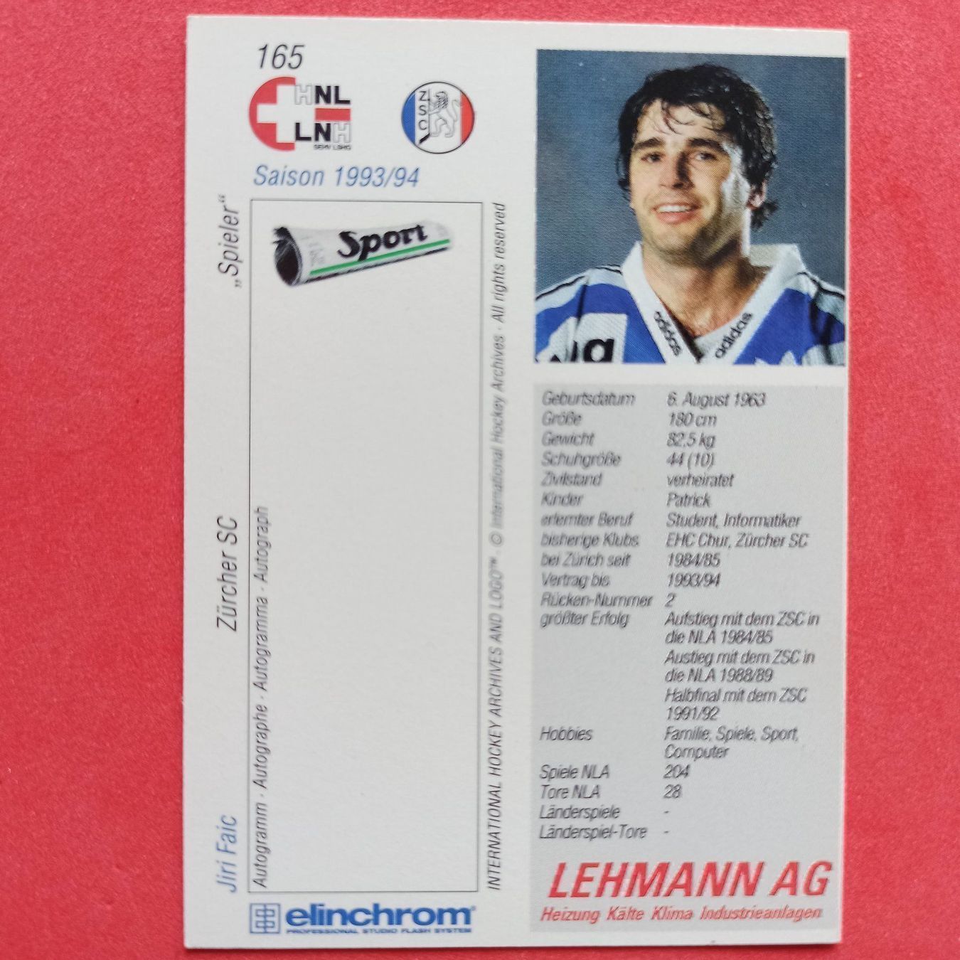 Sammelbilder & Trading cards: Jiri Faic - ZSC CARD - 1993/94 – Gebraucht aus Dübendorf von kb86_MOVIE 1