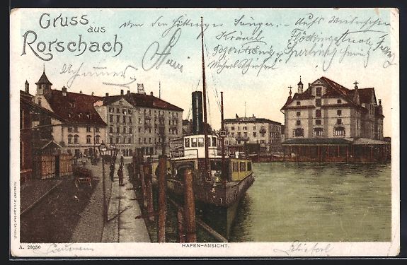Cartes postales: AK Rorschach, Dampfer im Hafen, 1907 – D'occasion à Berlin par bartko-reher