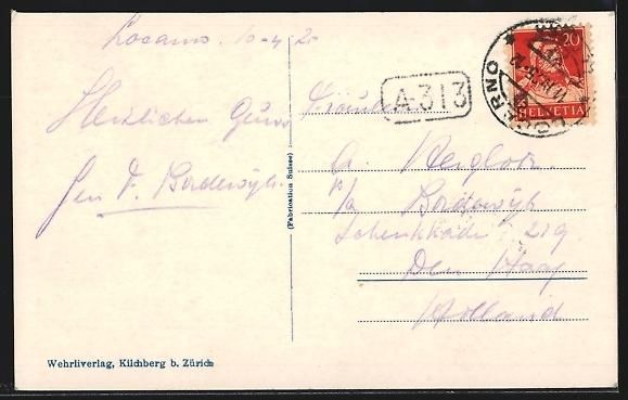 Cartoline postali: AK Locarno, Madonna del Sasso, 1925 – Usato da Berlin venduto da bartko-reher 1