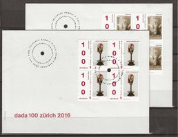 F1583 - 2 FDCArt Dada  bloc de quatre