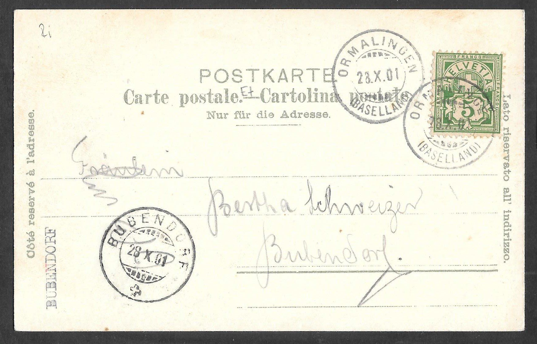 Cartoline postali: Ormalingen farbige Lithografie 4 Bilder – Usato da Olten venduto da clotaldi 1