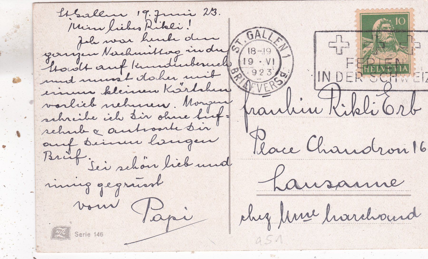 Cartoline postali: Kitsch Landschaft Stimmung See 1923 – Usato da Herisau venduto da Lisegrat2008 1