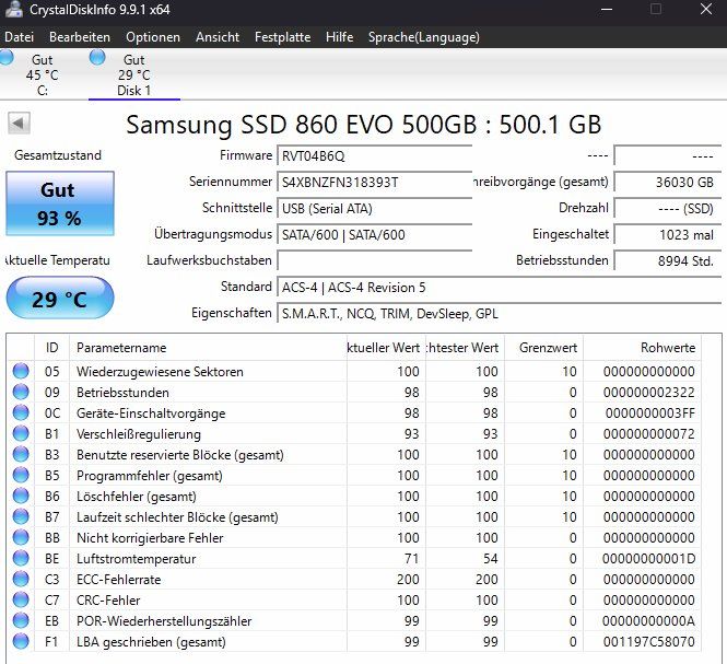Samsung Dischi rigidi: SSD Samsung 500 GB – Usato da Willisau venduto da aronet 1