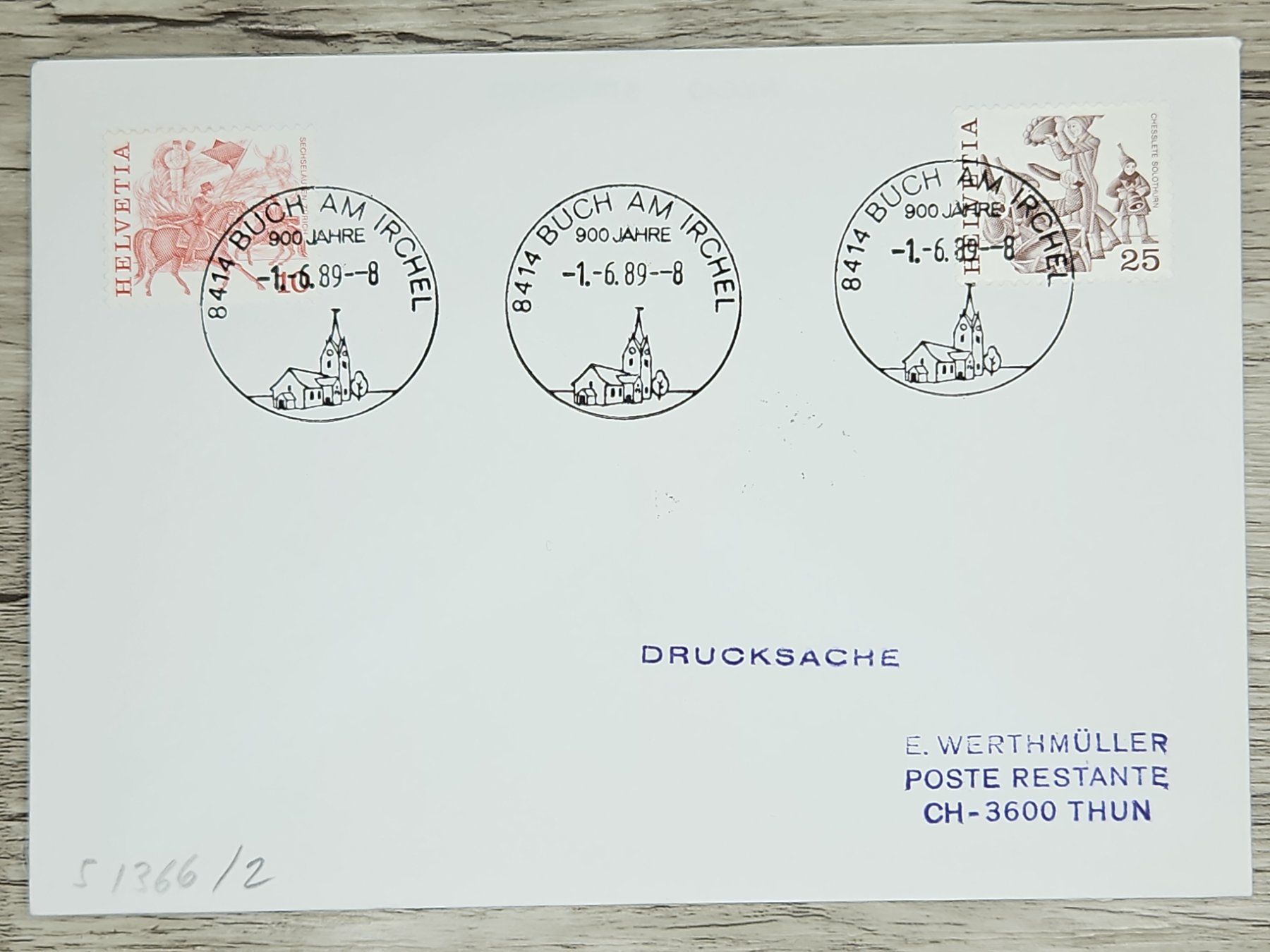 Tutti i francobolli: CL02 Enveloppe + Timbre Suisse 1989 – Usato da Cousset venduto da Patrick_Collections