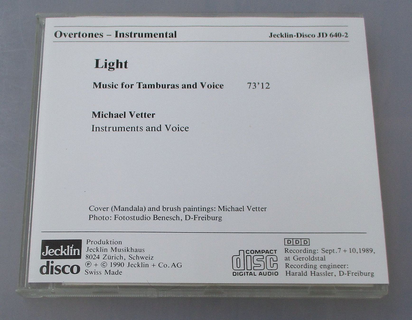 CD: MICHAEL VETTER - Overtones-Instrumental: Light – Usato da Wattwil venduto da Muriel11 1