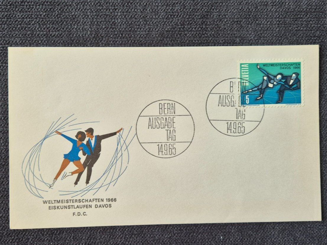 Tutti i francobolli: 3x FDC Eiskunstlauf Weltmeisterschaften Davos 1966 14.9.65 – Usato da Horw venduto da mi.ba 1