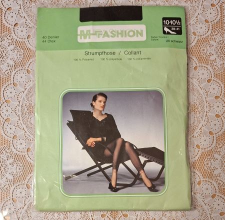 M Fashion Vintage Strumpfhose Fussmuster 40den Gr.L Schwarz