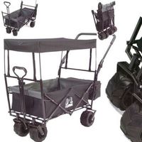 56604 - XXL Bollerwagen - SCHWARZ/GRAU Strandwagen Boller