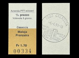 Casaccia Maloja Pranzaira Postauto Edmondsonsches Billett
