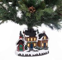 Spezieller Weihnachtsbaumständer Dorf mit LED Beleuchtung