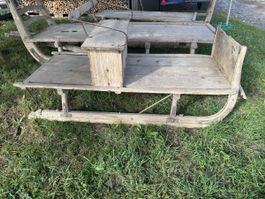 Alter Holzschlitten mit Sitzbank antik gebraucht