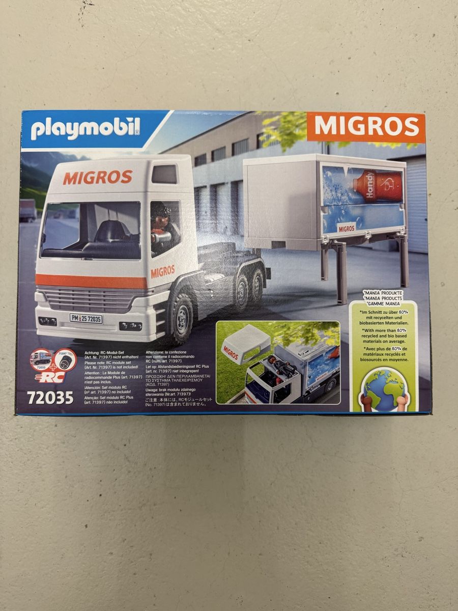 Playmobil Giocattoli: Playmobil Migros Lastwagen – Nuovo e nell'imballaggio originale da Brütten venduto da voene77 1