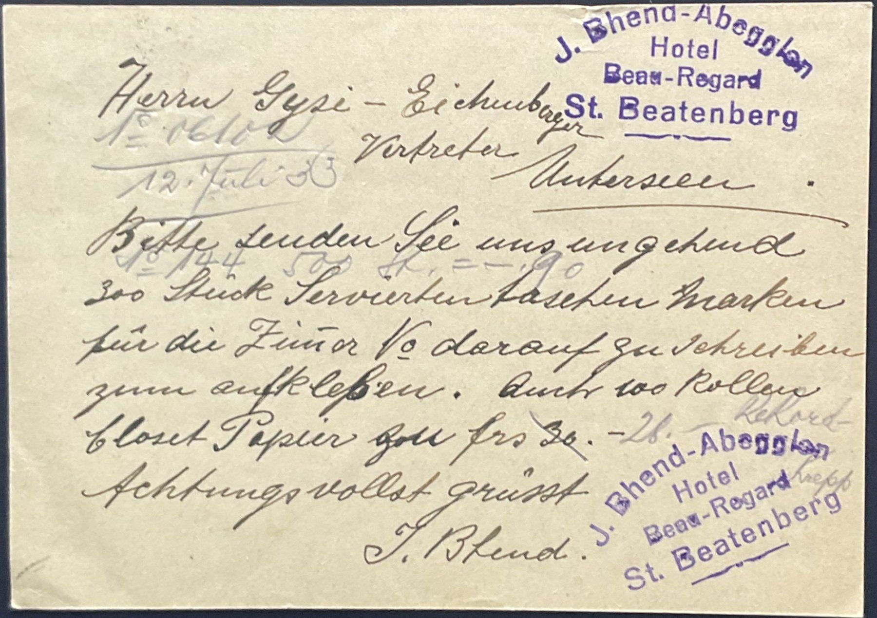 Alle Briefmarken: PTT Bildpostkarten  1933 – Gebraucht aus Luzern von 19primeln 1