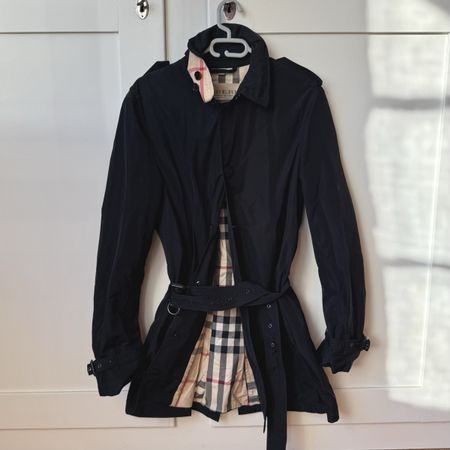 BURBERRY BRIT BLACK LONG TRENCH COAT JACKET