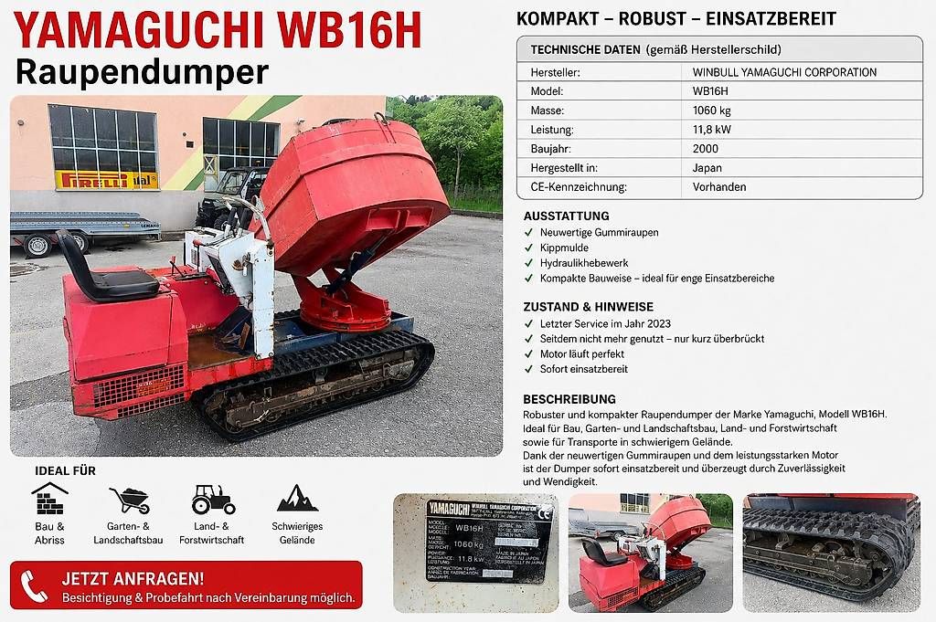 Autoribaltabili: Raupen Dumper Yamaguchi WB16H – Usato da Baar venduto da Fahrzeug-Technik-neu