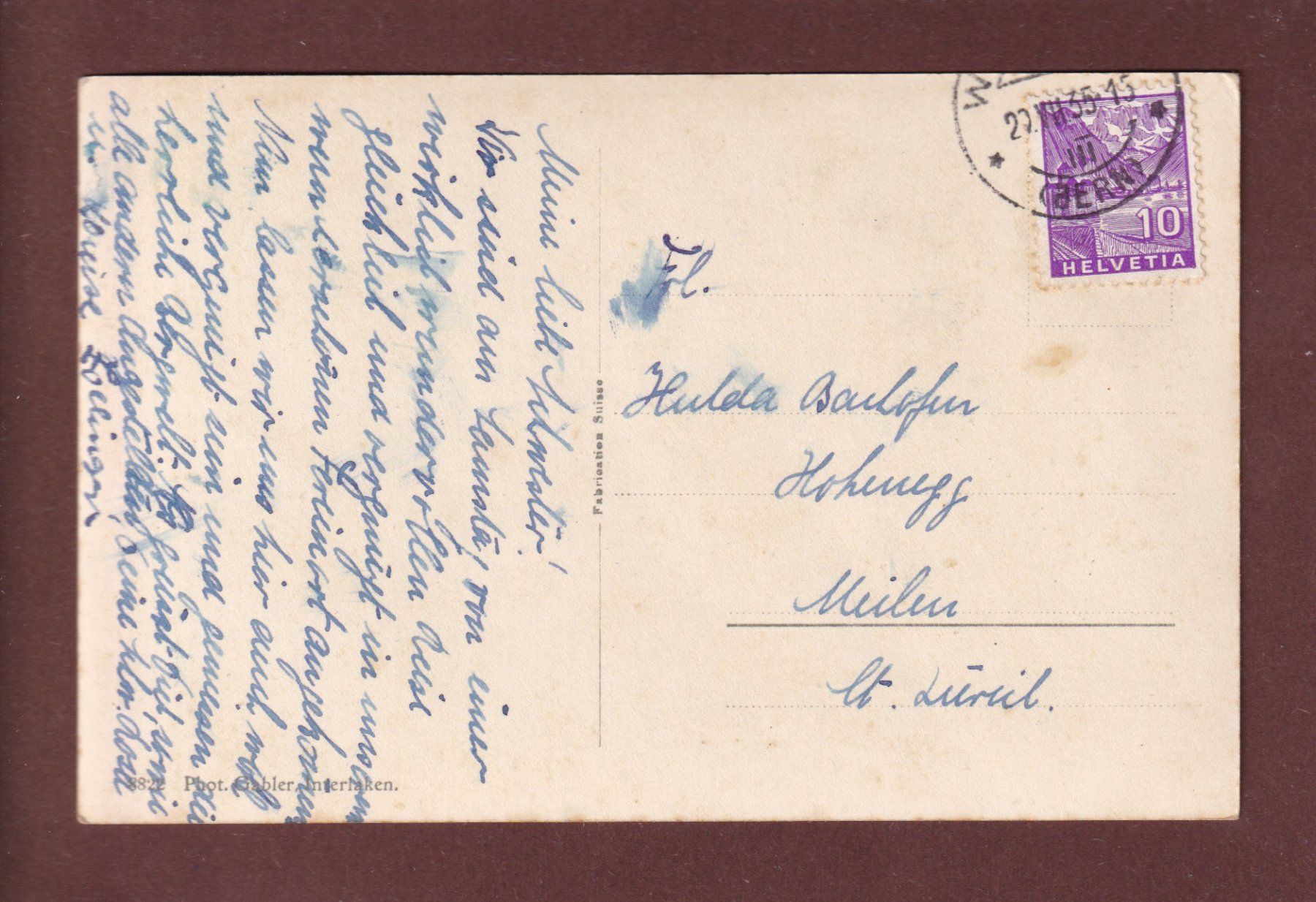 Cartoline postali: WENGEN - Grosshorn - Breithorn - 1935 – Usato da Pully venduto da nicecards 1