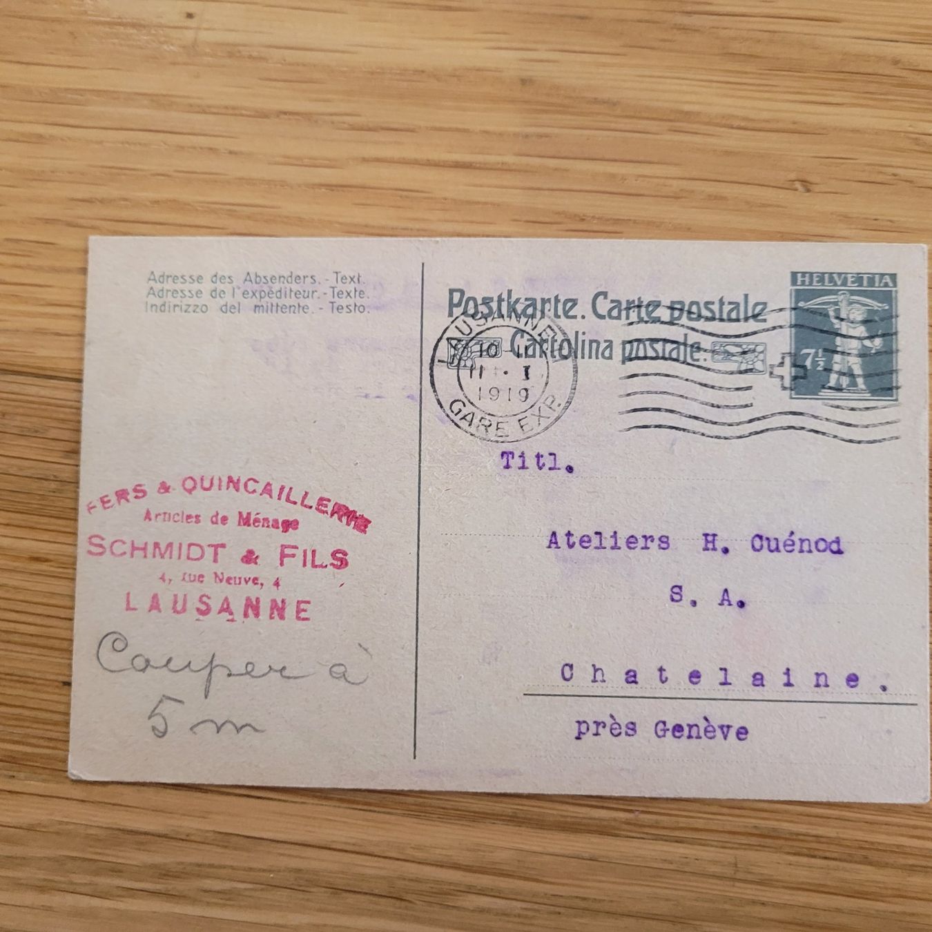 Tutti i francobolli: GS Karte Lausanne 1919 Chatelaine – Usato da Biel/Bienne venduto da Destockweb