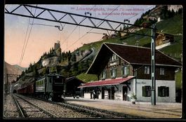 AK Blausee-Mitholz /Lötschbergbahn, Bahnhof und Schlossruine