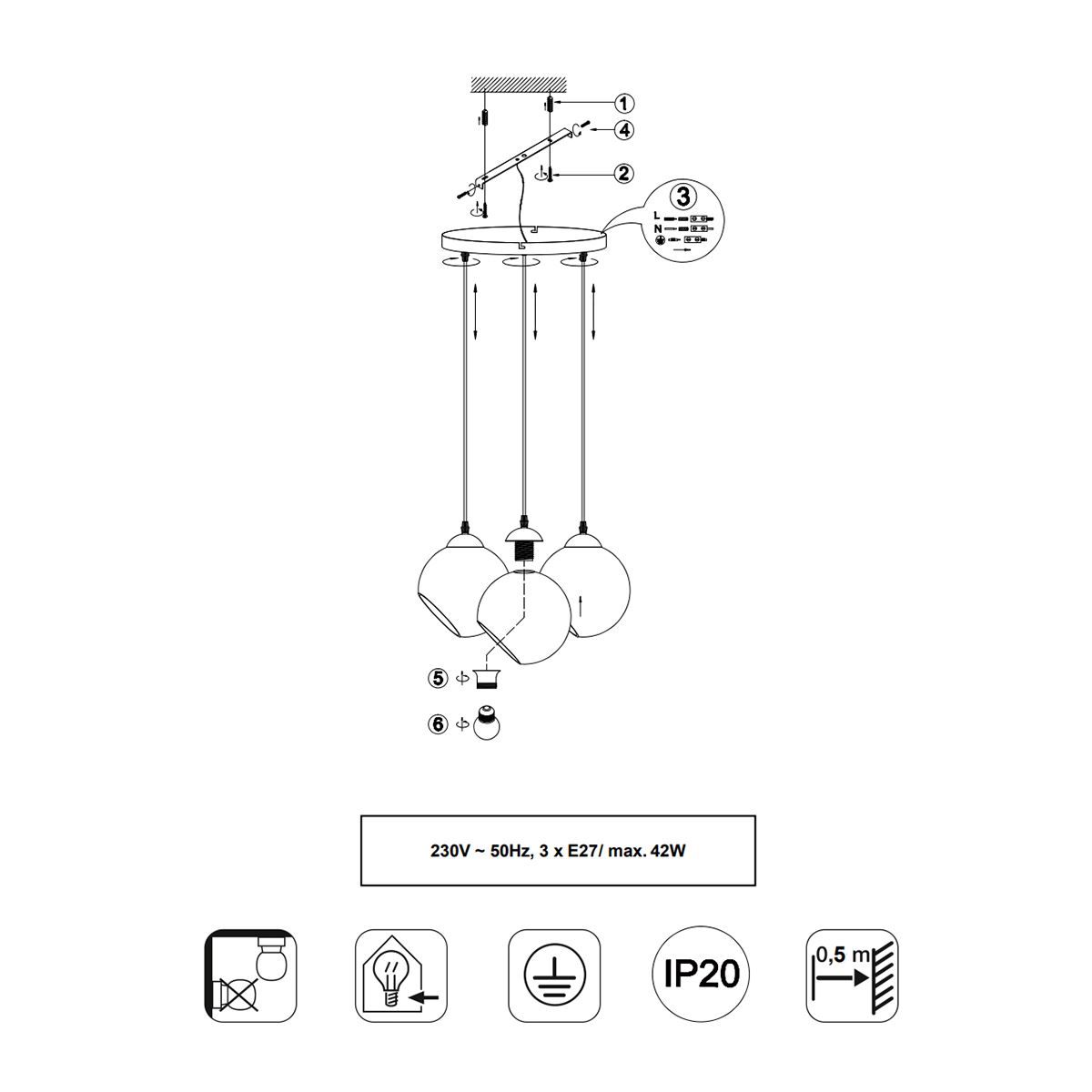 Lampadari & plafoniere: Pendelleuchte, 3 Spots, 35 cm Ø – Nuovo (secondo la descrizione) da Kreuzlingen venduto da Smart-Light 3