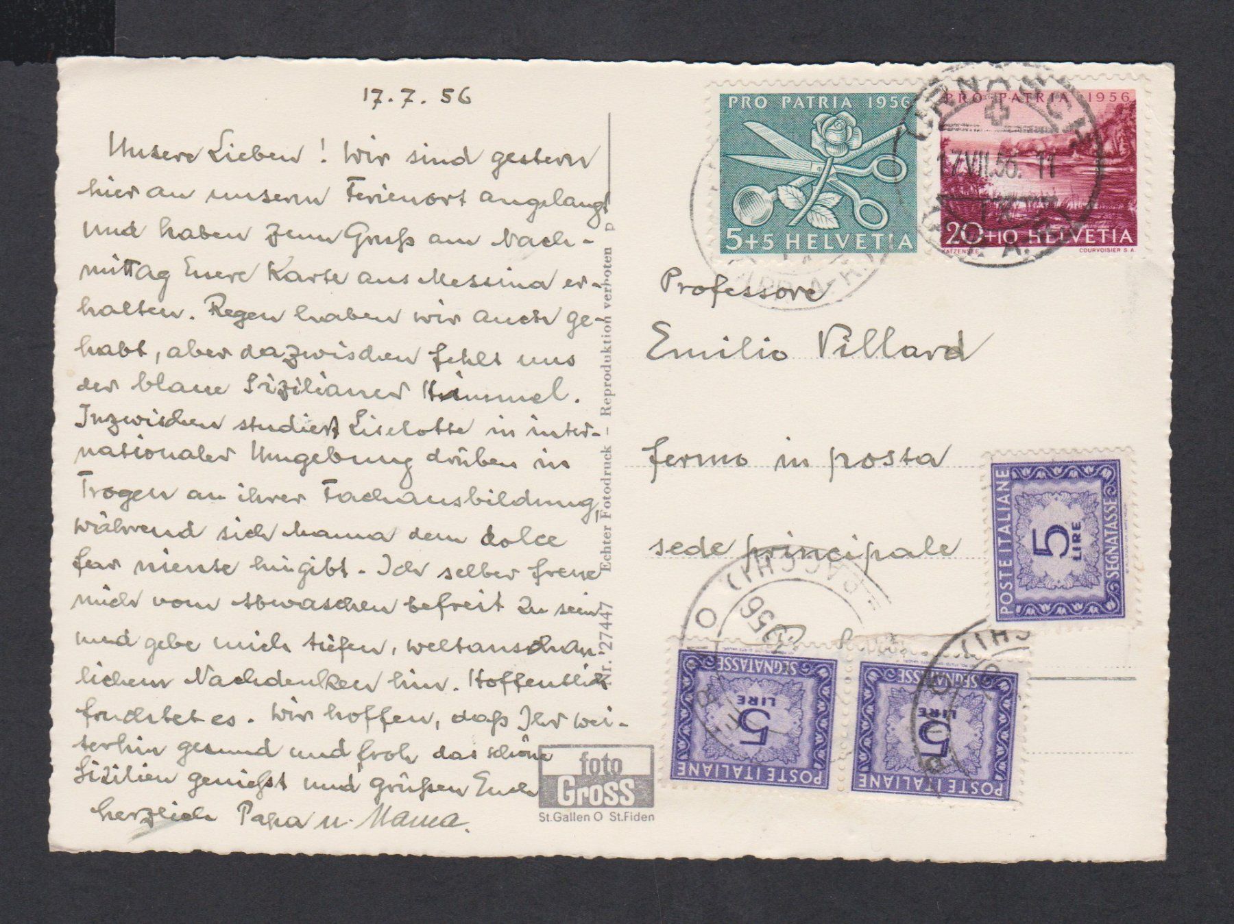 Cartoline postali: Urnäsch   :   alte Ansichtskarte um 1956 – Usato da Vitznau venduto da Ropaku 1