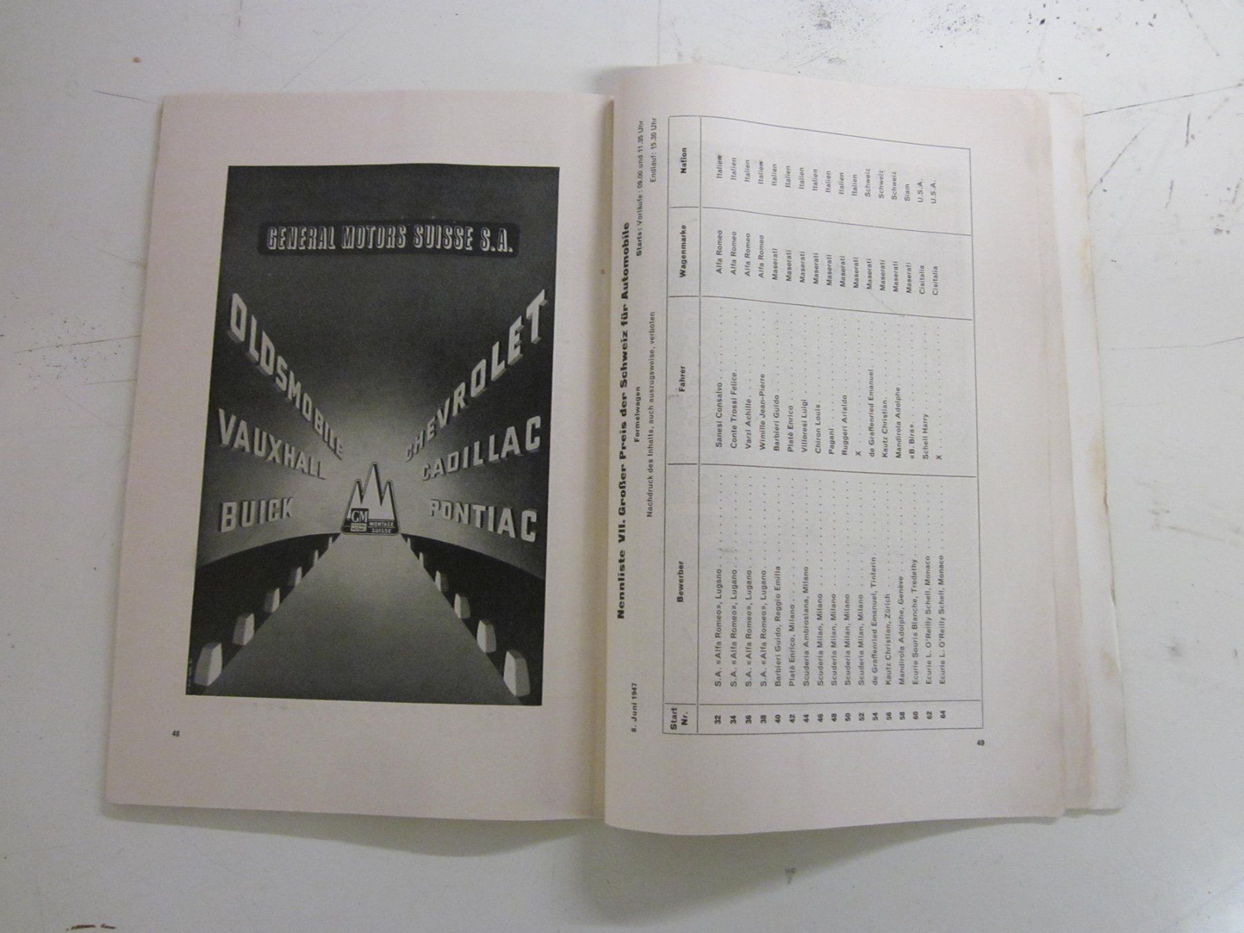 Motosacoche Documents: Grand-Prix Bern 1947 Programm Vintage Motorrad Auto Oldtimer – D'occasion à Grand-lancy par kohler333 5