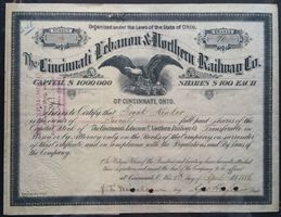 Aktie: The Cincinnati Lebanon & Northern Railway Co. 1886
