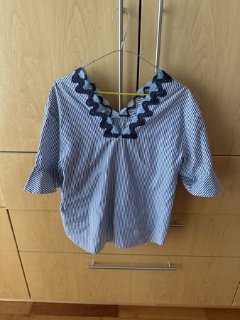 Sandro Paris Streifen Bluse, blau-weiss, Gr. 36, Top Zustand