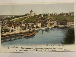 Schaffhausen mit Munot - Alte Postkarte von 1902
