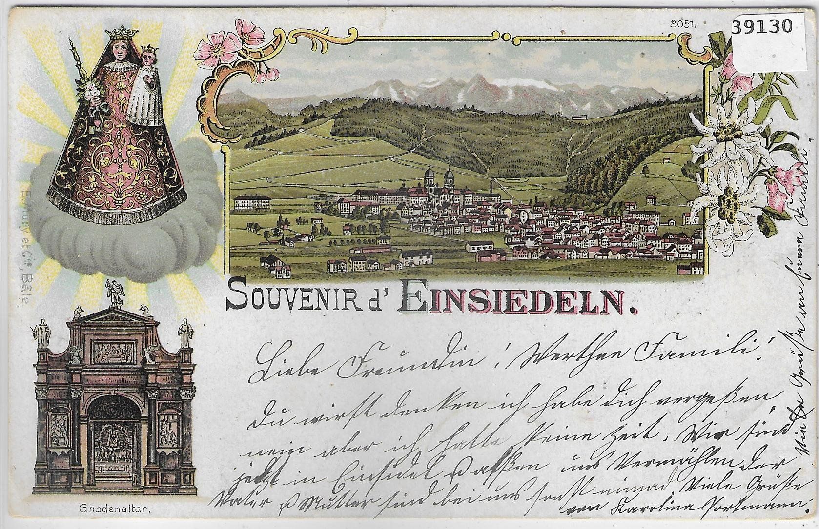 Cartoline postali: Souvenir d' Einsiedeln - Litho 1901 – Usato da Ettingen venduto da Kartenplanet